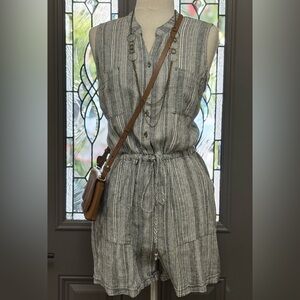 Kelly Renee Linen Blend Striped Sleeveless Romper